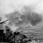 The close range weapons of HMS Scylla in action