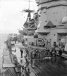 A pair of concentric ‘Carley Floats’ onboard HMS Rodney